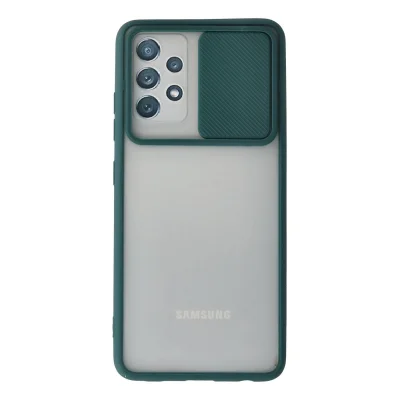 BUĞZ Samsung Galaxy A72 Kılıf Palm Buzlu Kamera Sürgülü Silikon - Yeşil