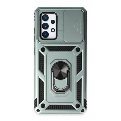 BUĞZ Samsung Galaxy A72 Kılıf Pars Lens Yüzüklü Silikon - Yeşil