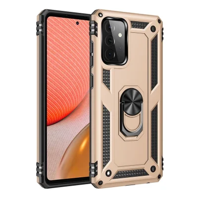 BUĞZ Samsung Galaxy A72 Kılıf Sofya Yüzüklü Silikon Kapak - Gold