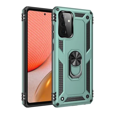 BUĞZ Samsung Galaxy A72 Kılıf Sofya Yüzüklü Silikon Kapak - Yeşil