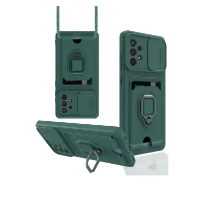 BUĞZ Samsung Galaxy A72 Kılıf Zuma Kartvizitli Yüzüklü Silikon - Yeşil