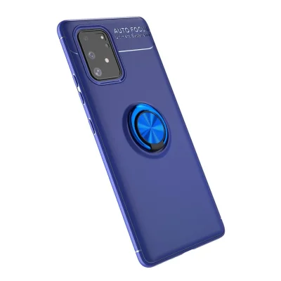 BUĞZ Samsung Galaxy A91 / S10 Lite Kılıf Range Yüzüklü Silikon - Mavi