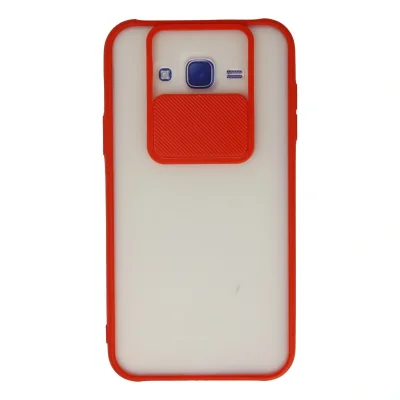 BUĞZ Samsung Galaxy J7 Kılıf Palm Buzlu Kamera Sürgülü Silikon - Kırmızı