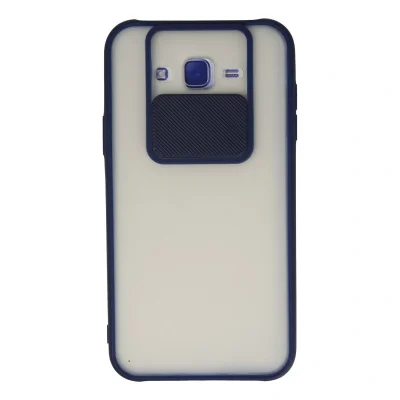 BUĞZ Samsung Galaxy J7 Kılıf Palm Buzlu Kamera Sürgülü Silikon - Lacivert