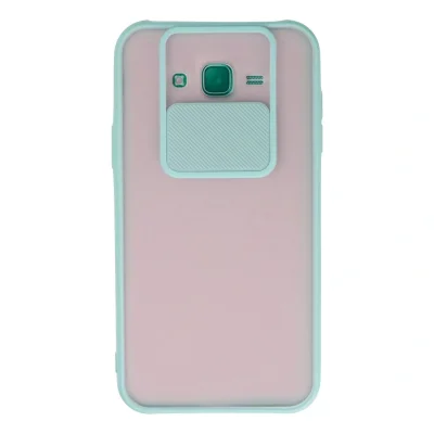 BUĞZ Samsung Galaxy J7 Kılıf Palm Buzlu Kamera Sürgülü Silikon - Turkuaz