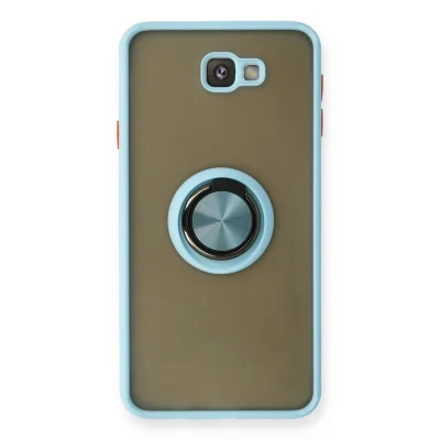 BUĞZ Samsung Galaxy J7 Prime Kılıf Montreal Yüzüklü Silikon Kapak - Buz Mavi