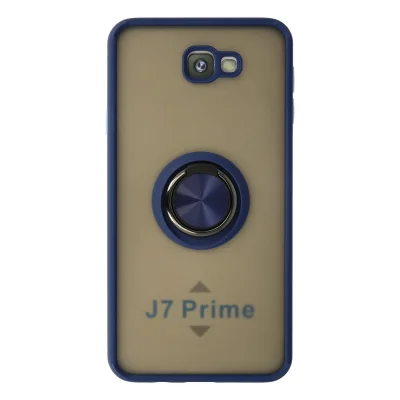 BUĞZ Samsung Galaxy J7 Prime Kılıf Montreal Yüzüklü Silikon Kapak - Lacivert
