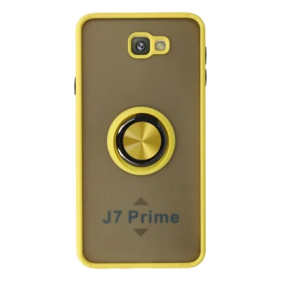 BUĞZ Samsung Galaxy J7 Prime Kılıf Montreal Yüzüklü Silikon Kapak - Sarı