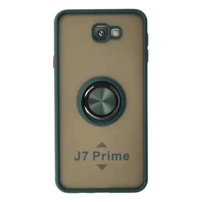 BUĞZ Samsung Galaxy J7 Prime Kılıf Montreal Yüzüklü Silikon Kapak - Yeşil