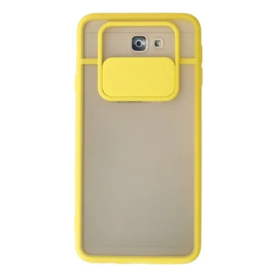 BUĞZ Samsung Galaxy J7 Prime Kılıf Palm Buzlu Kamera Sürgülü Silikon - Sarı