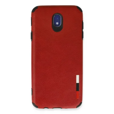 BUĞZ Samsung Galaxy J7 Pro / J730 Kılıf Loop Deri Silikon - Kırmızı