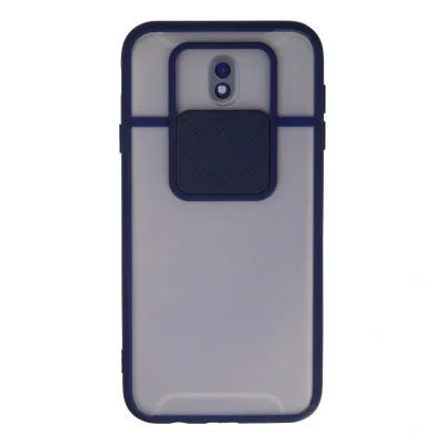 BUĞZ Samsung Galaxy J7 Pro / J730 Kılıf Palm Buzlu Kamera Sürgülü Silikon - Lacivert