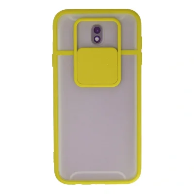 BUĞZ Samsung Galaxy J7 Pro / J730 Kılıf Palm Buzlu Kamera Sürgülü Silikon - Sarı