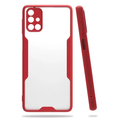 BUĞZ Samsung Galaxy M31s Kılıf Platin Silikon - Kırmızı