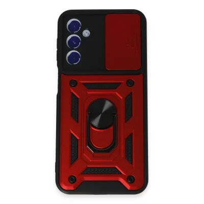 BUĞZ Samsung Galaxy M34 5g Kılıf Pars Lens Yüzüklü Silikon - Kırmızı