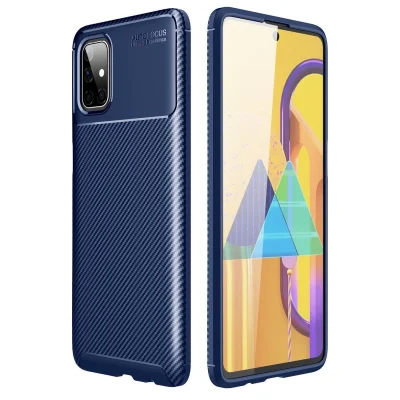 BUĞZ Samsung Galaxy M51 Kılıf Auto Focus Karbon Kapak - Lacivert