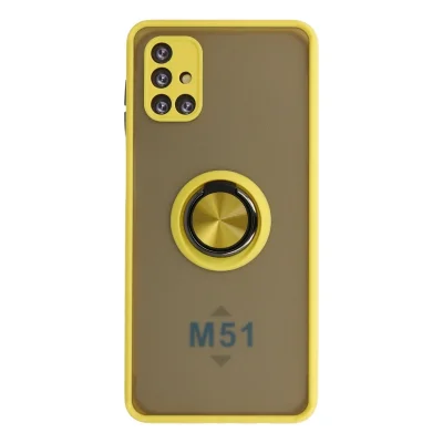 BUĞZ Samsung Galaxy M51 Kılıf Montreal Yüzüklü Silikon Kapak - Sarı