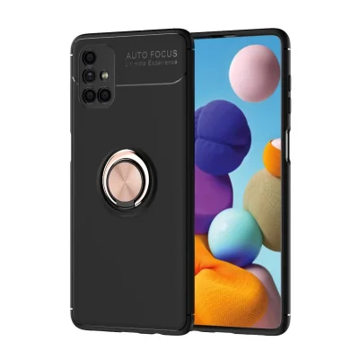 BUĞZ Samsung Galaxy M51 Kılıf Range Yüzüklü Silikon - Siyah-gold