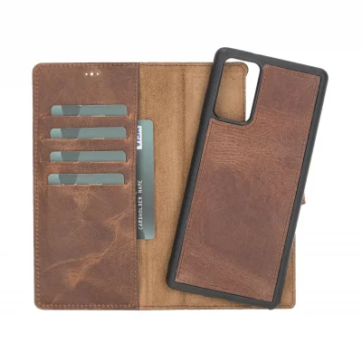  Samsung Galaxy Note 20 Uyumlu Deri Cüzdanlı Kılıf G2 Kahve