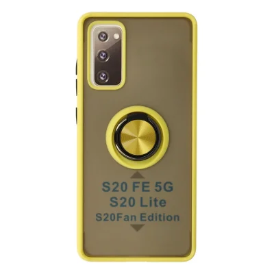 BUĞZ Samsung Galaxy S20 Fe Kılıf Montreal Yüzüklü Silikon Kapak - Sarı