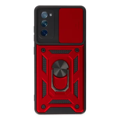 BUĞZ Samsung Galaxy S20 Fe Kılıf Pars Lens Yüzüklü Silikon - Kırmızı