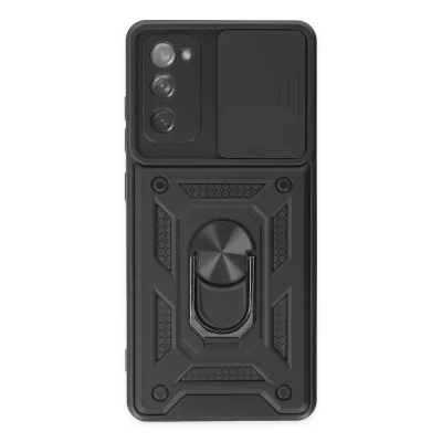 BUĞZ Samsung Galaxy S20 Fe Kılıf Pars Lens Yüzüklü Silikon - Siyah