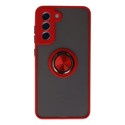 BUĞZ Samsung Galaxy S21 Fe Kılıf Montreal Yüzüklü Silikon Kapak - Kırmızı