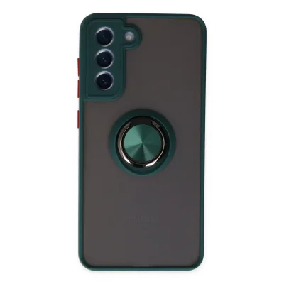 BUĞZ Samsung Galaxy S21 Fe Kılıf Montreal Yüzüklü Silikon Kapak - Yeşil