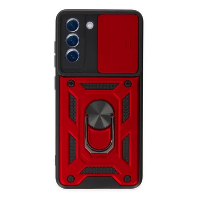 BUĞZ Samsung Galaxy S21 Fe Kılıf Pars Lens Yüzüklü Silikon - Kırmızı