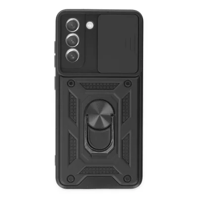 BUĞZ Samsung Galaxy S21 Fe Kılıf Pars Lens Yüzüklü Silikon - Siyah