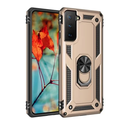 BUĞZ Samsung Galaxy S21 Kılıf Sofya Yüzüklü Silikon Kapak - Gold