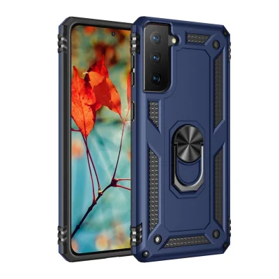 BUĞZ Samsung Galaxy S21 Kılıf Sofya Yüzüklü Silikon Kapak - Lacivert