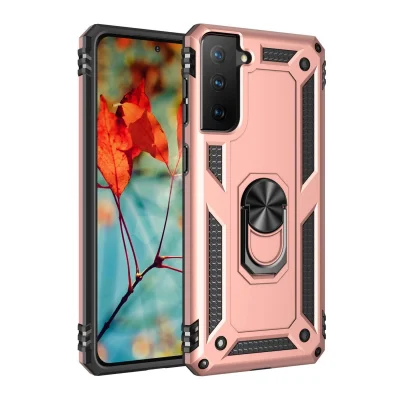 BUĞZ Samsung Galaxy S21 Plus Kılıf Sofya Yüzüklü Silikon Kapak - Rose