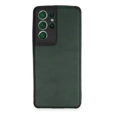 BUĞZ Samsung Galaxy S21 Ultra Kılıf Loop Deri Silikon - Yeşil