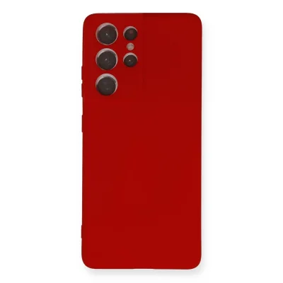 BUĞZ Samsung Galaxy S21 Ultra Kılıf Nano İçi Kadife Silikon - Kırmızı