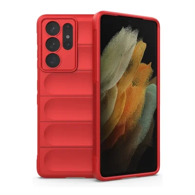 BUĞZ Samsung Galaxy S21 Ultra Kılıf Optimum Silikon - Kırmızı