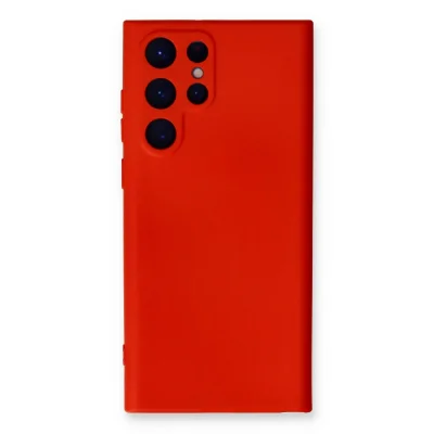 BUĞZ Samsung Galaxy S22 Ultra Kılıf Nano İçi Kadife Silikon - Kırmızı