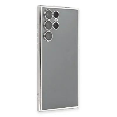BUĞZ Samsung Galaxy S22 Ultra Kılıf Razer Lensli Silikon - Gümüş