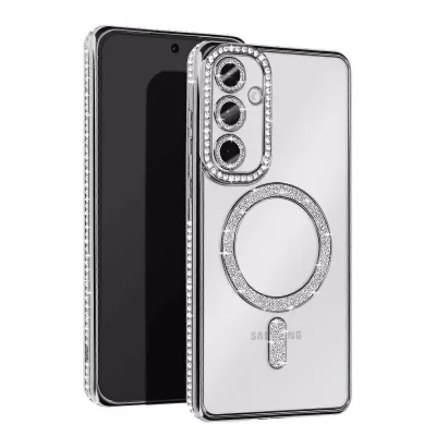 BUĞZ Samsung Galaxy S23 Fe Joke Simli Magneticsafe Kılıf - Gümüş