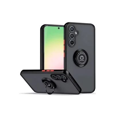 BUĞZ Samsung Galaxy S23 Fe Kılıf Montreal Yüzüklü Silikon Kapak - Siyah