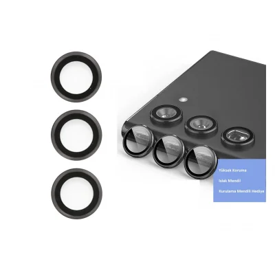 BUĞZ Samsung Galaxy S23 Kamera Lens Koruyucu - Siyah