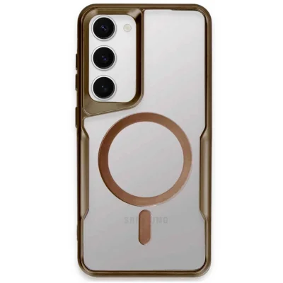 BUĞZ Samsung Galaxy S23 Kılıf Boyi Magsafe Silikon Kapak - Kahverengi