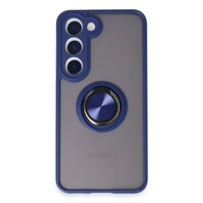BUĞZ Samsung Galaxy S23 Kılıf Montreal Yüzüklü Silikon Kapak - Lacivert
