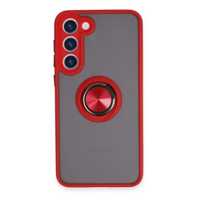 BUĞZ Samsung Galaxy S23 Plus Kılıf Montreal Yüzüklü Silikon Kapak - Kırmızı
