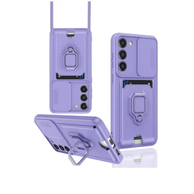 BUĞZ Samsung Galaxy S23 Plus Kılıf Zuma Kartvizitli Yüzüklü Silikon - Lila