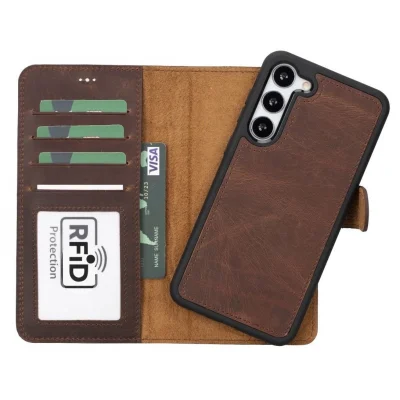  Samsung Galaxy S23 Plus Uyumlu Deri Cüzdanlı Kılıf G2 Kahve