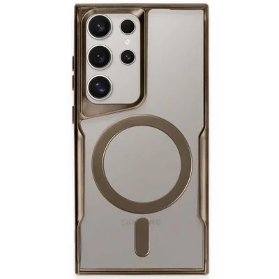 BUĞZ Samsung Galaxy S23 Ultra Kılıf Boyi Magsafe Silikon Kapak - Kahverengi