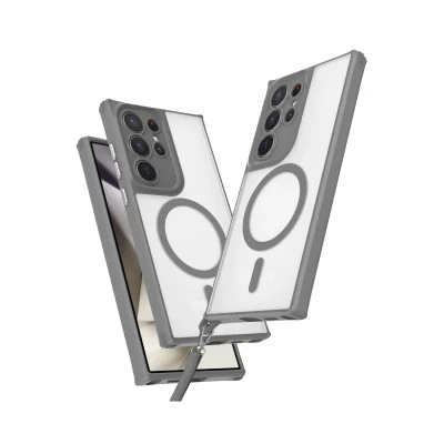 BUĞZ Samsung Galaxy S23 Ultra Kılıf Enka Magsafe Silikon Kılıf - Titan Gri