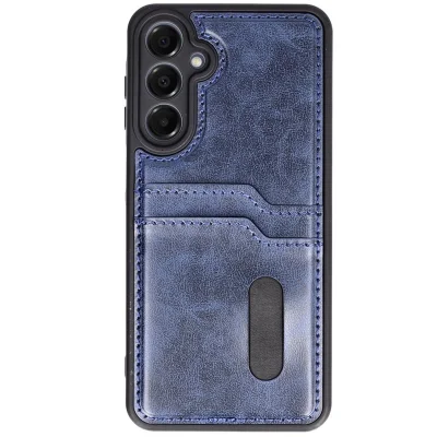 BUĞZ Samsung Galaxy S24 Fe Kılıf Sara Kartvizitli Deri Kılıf - Lacivert