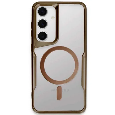 BUĞZ Samsung Galaxy S24 Kılıf Boyi Magsafe Silikon Kapak - Kahverengi